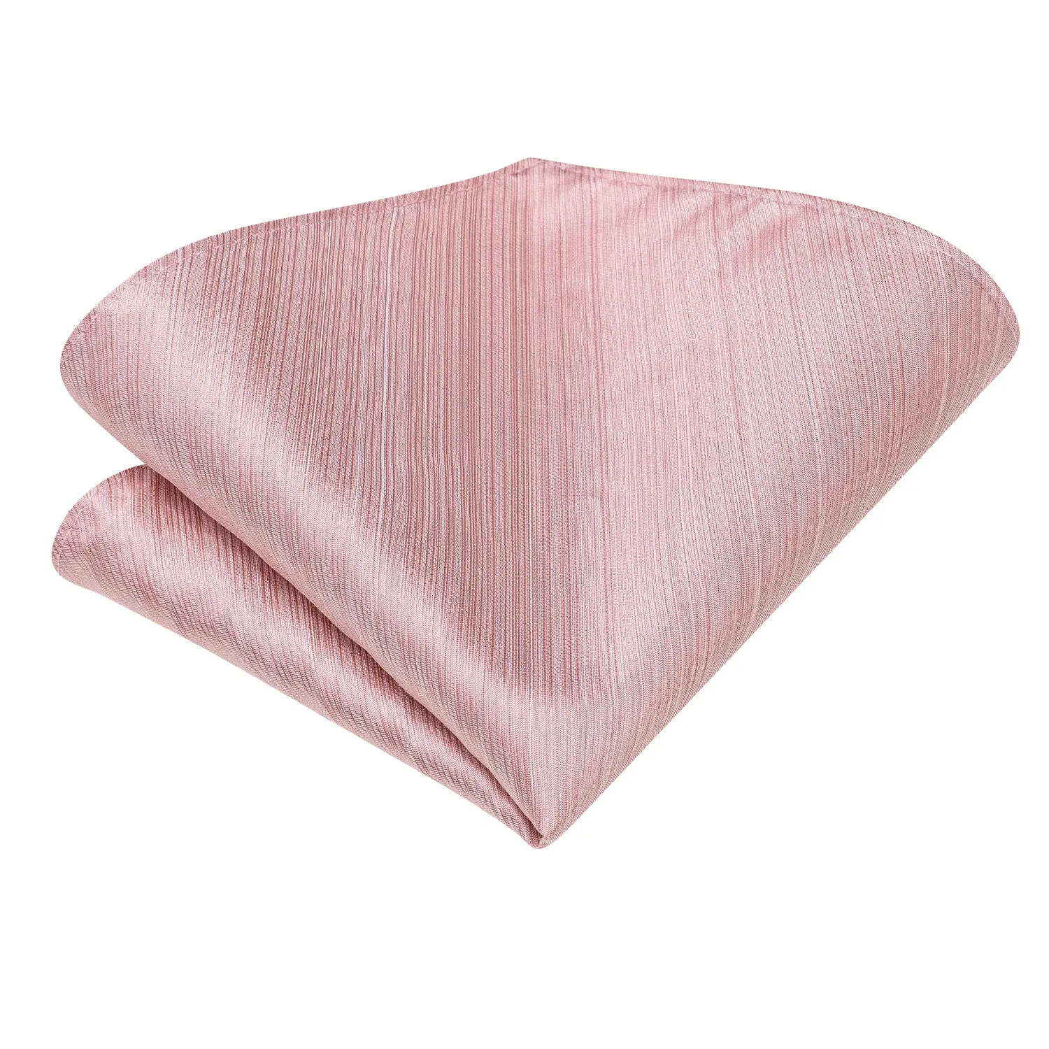 Hi-Tie Pink Neck Tie Solid Men's Ascot Tie Pocket Square Cufflinks Set