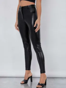 High Waist PU Leather Skinny Pants