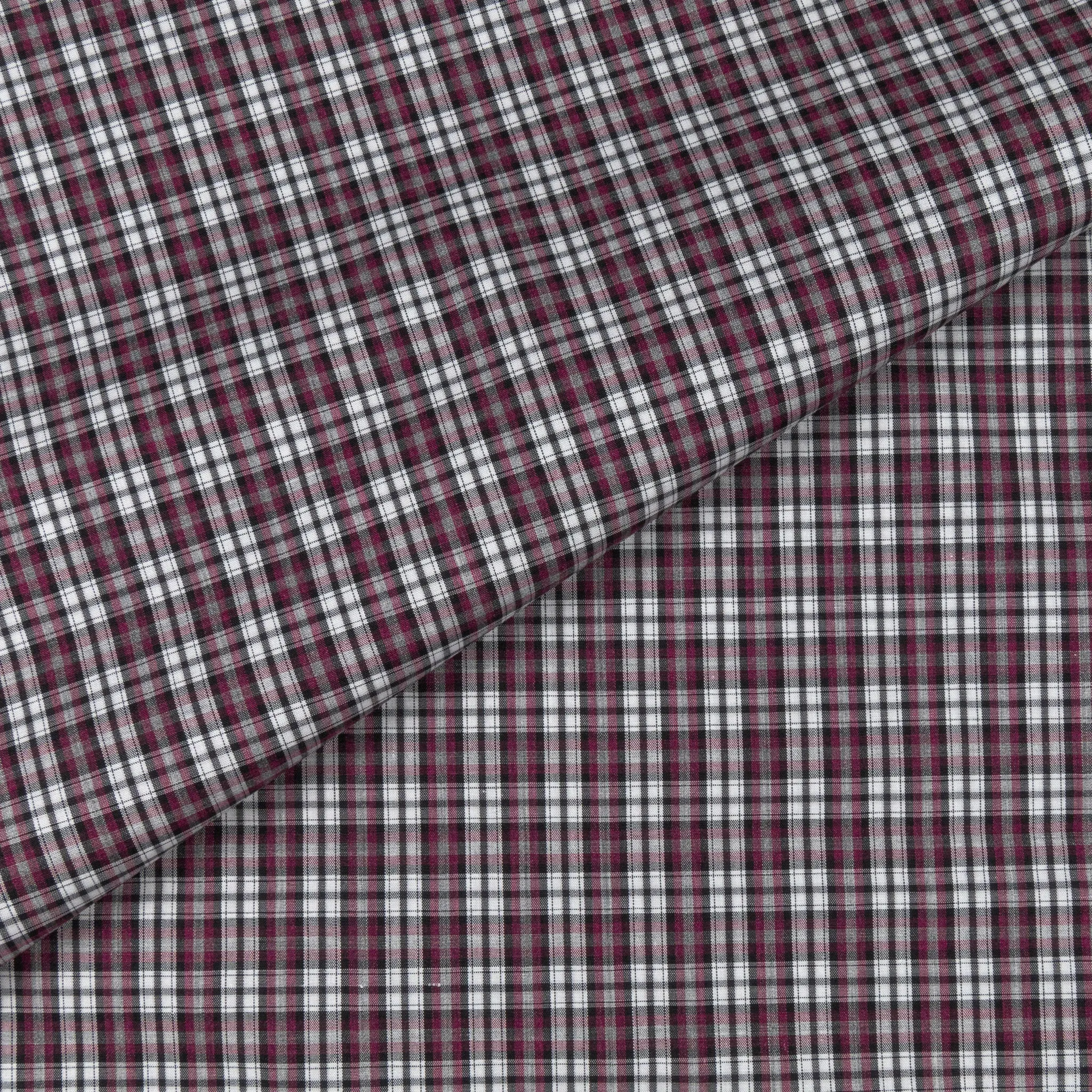 Hunt Melange Greyish Red Plaid Poplin Shirt