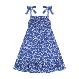India Shoulder Tie Sundress Blue Poppy