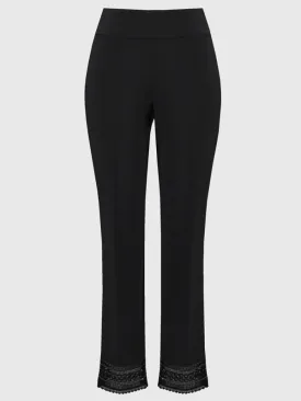 Joseph Ribkoff Women's Silky Knit Straight Trousers With Guipure Lace 244177 Col 11