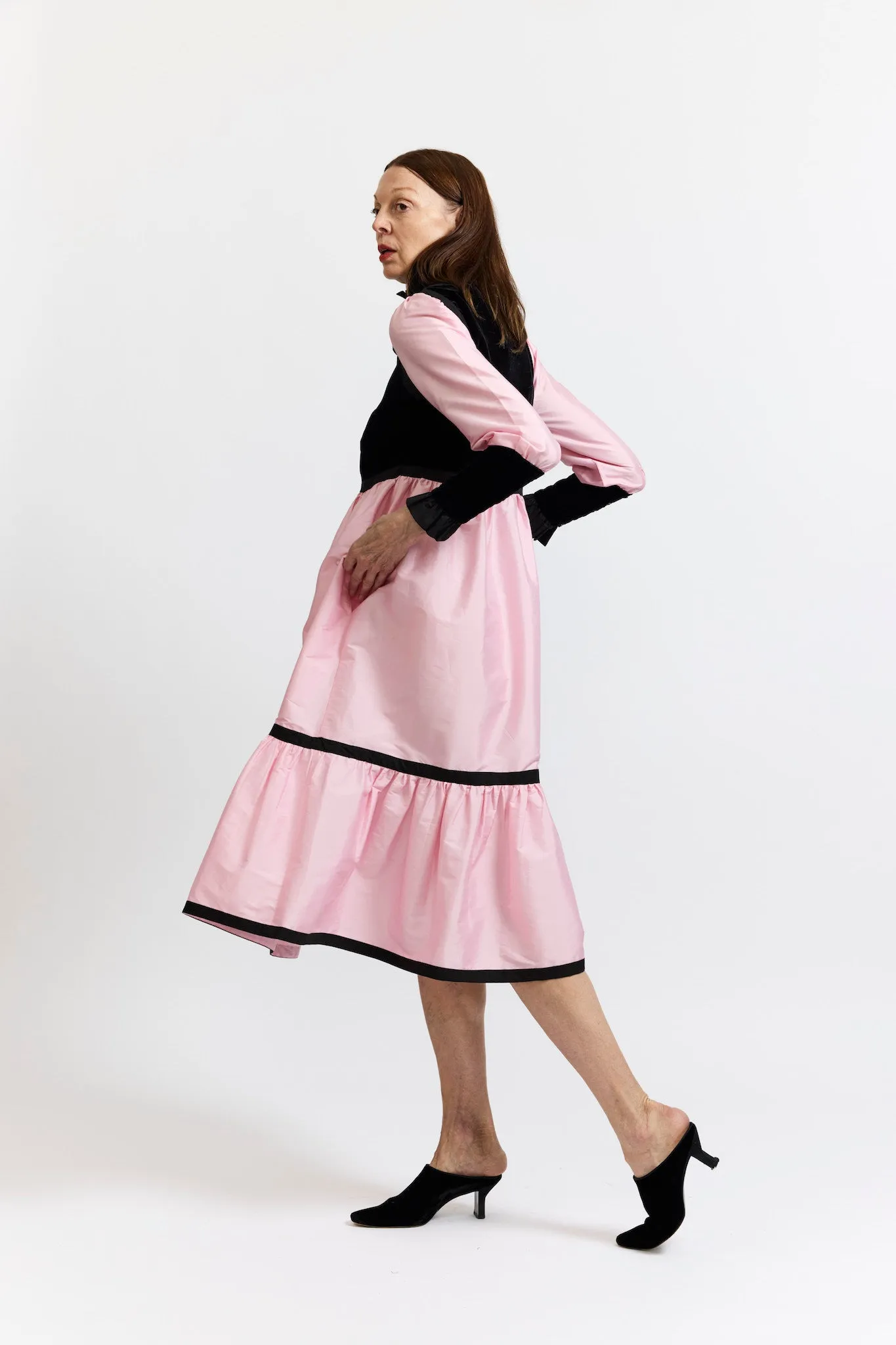Kavita Dress in Pink Taffeta