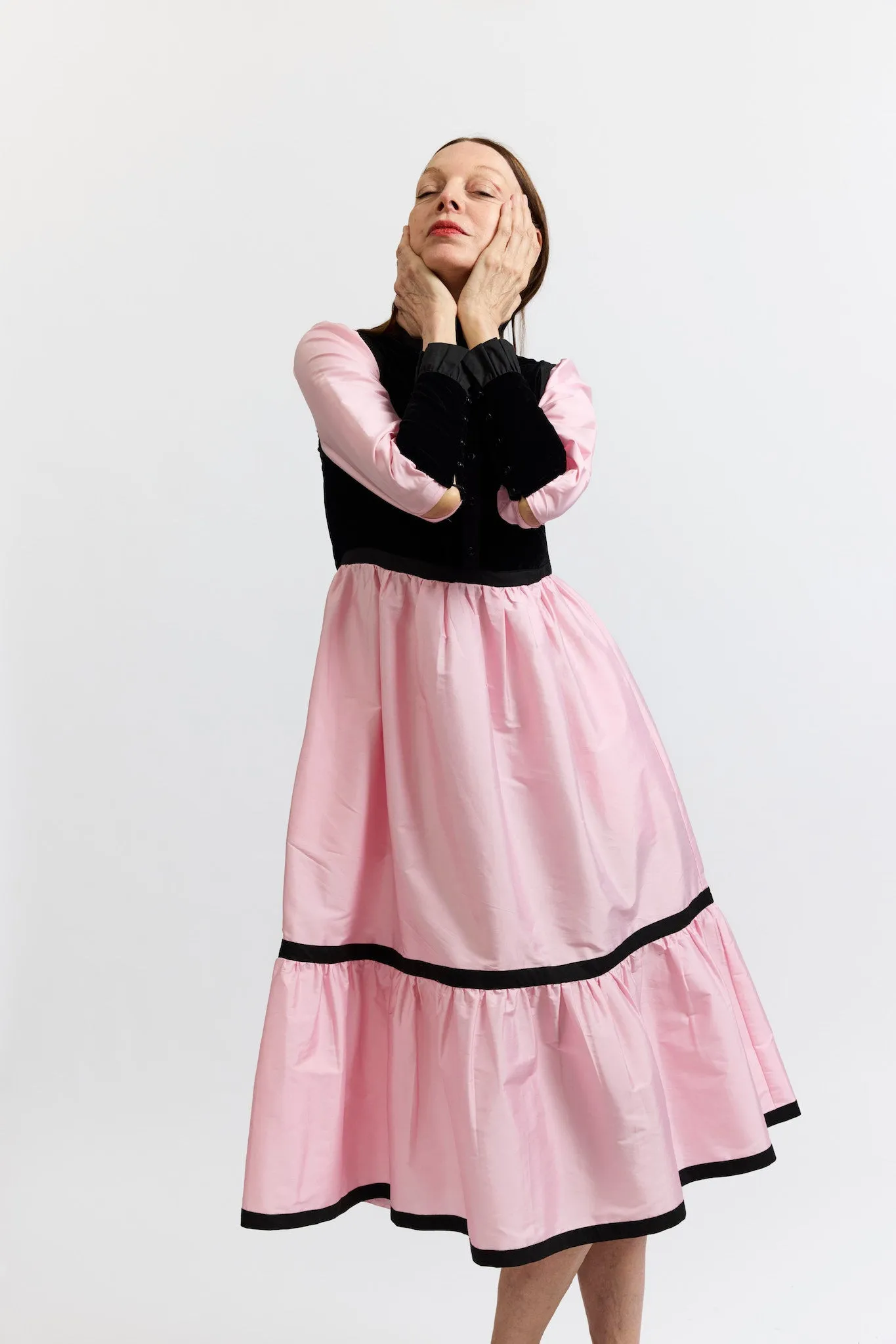 Kavita Dress in Pink Taffeta