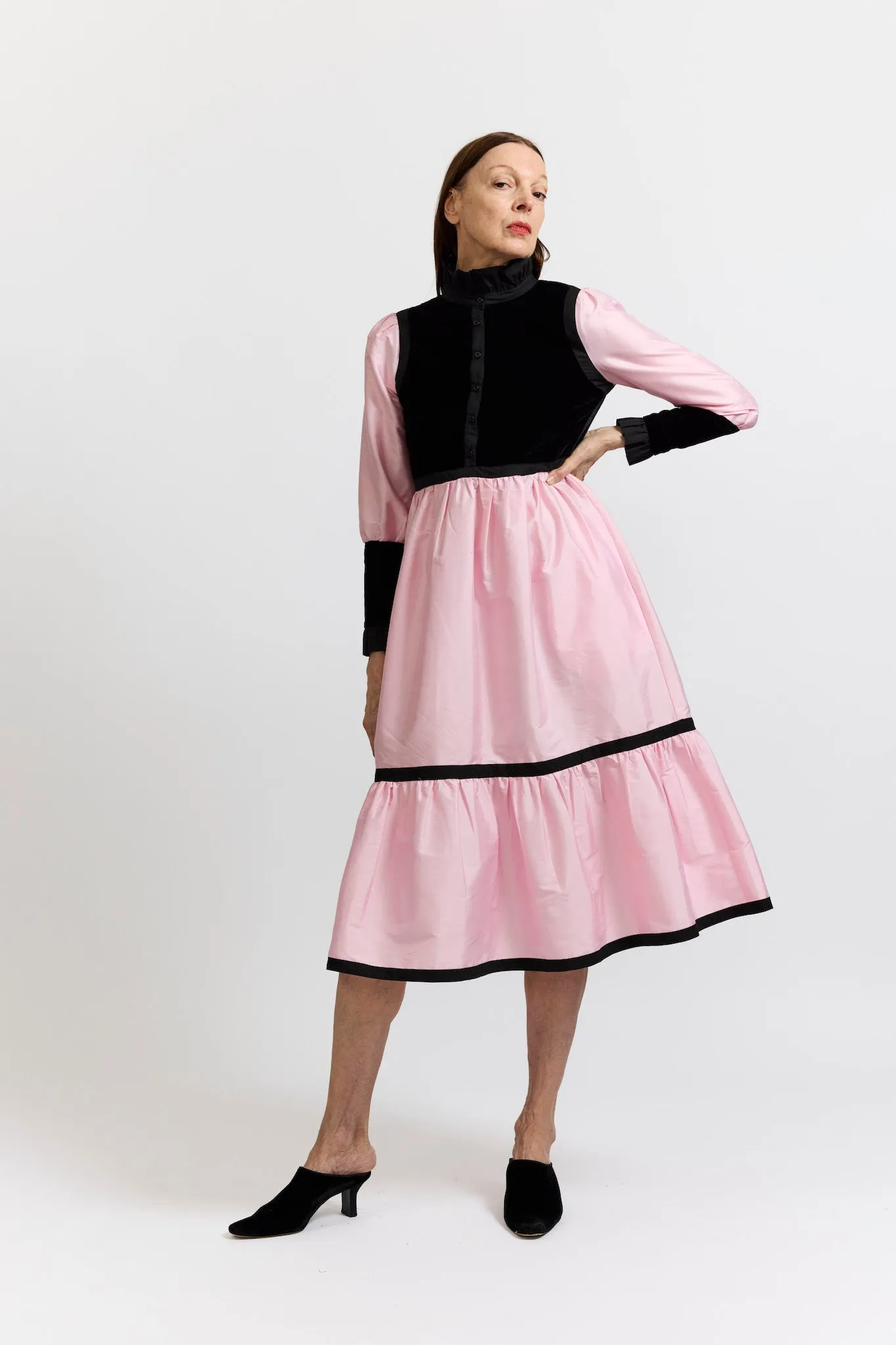 Kavita Dress in Pink Taffeta