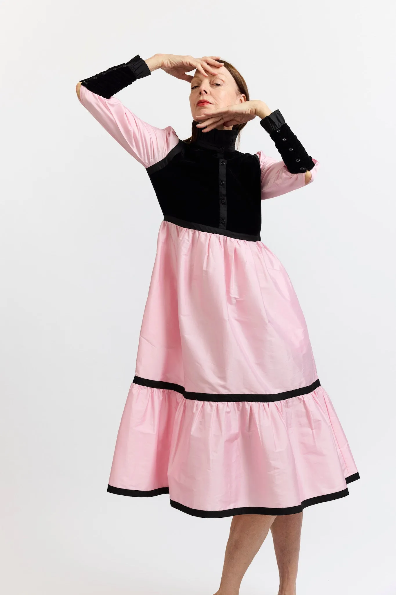 Kavita Dress in Pink Taffeta