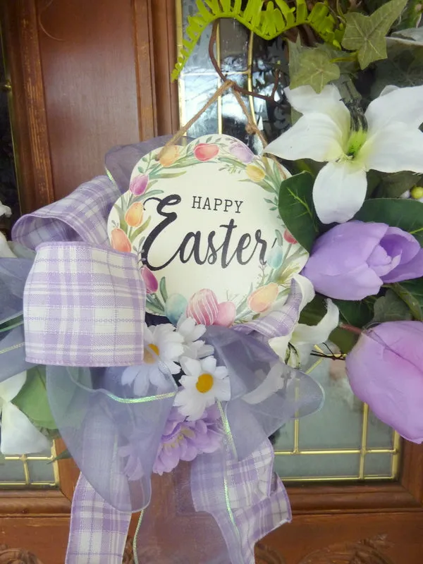 Lavender Easter wreath, Spring wreaths, tulip wreath