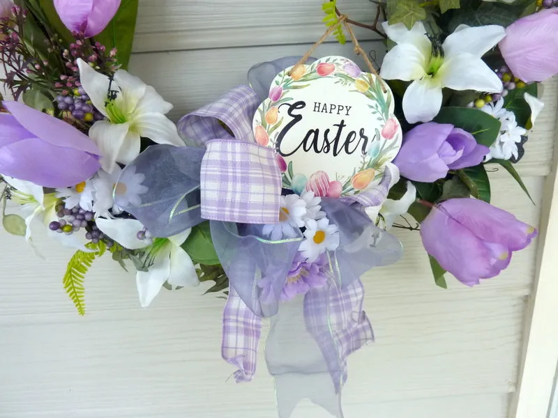 Lavender Easter wreath, Spring wreaths, tulip wreath