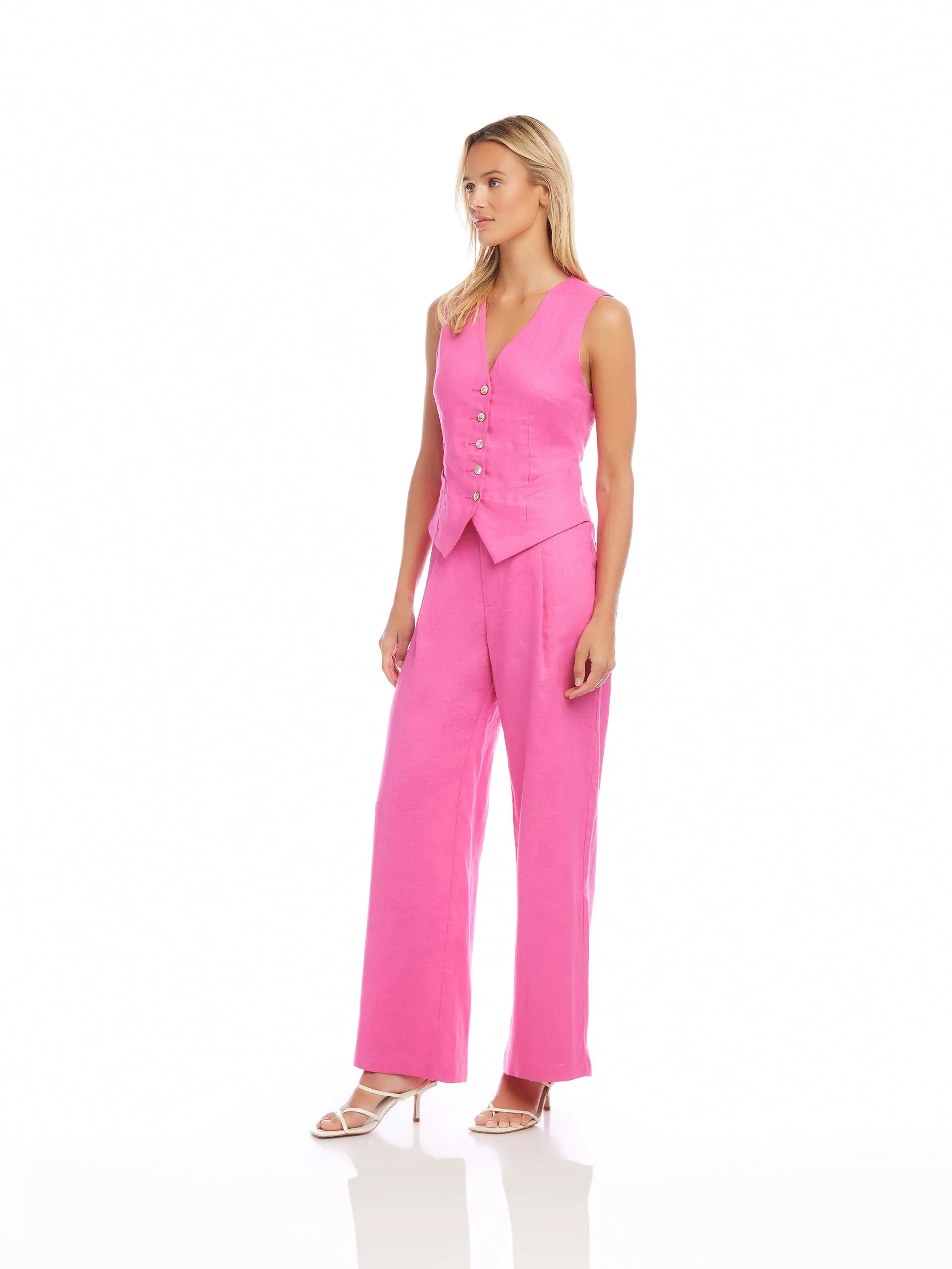 LINEN VEST - PINK