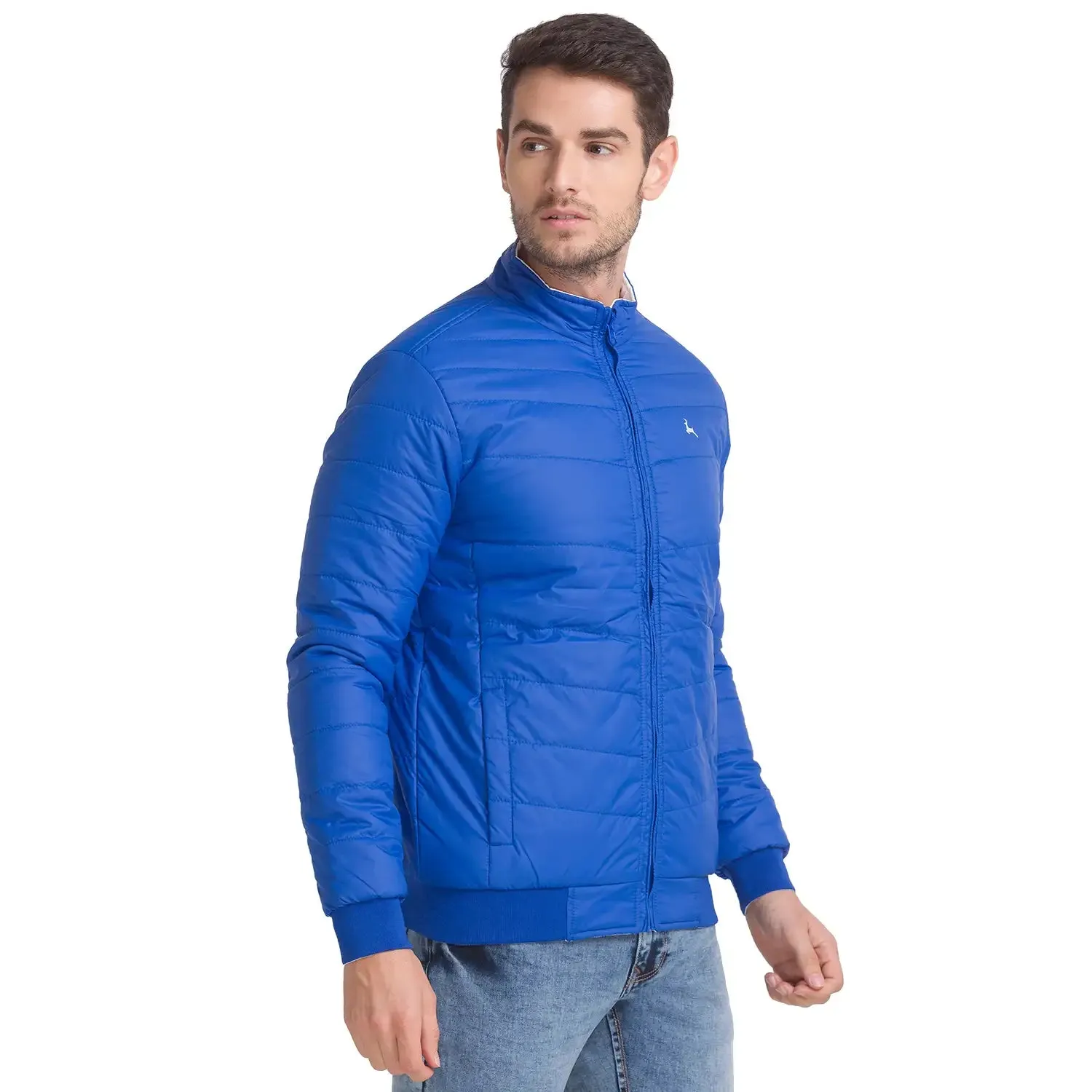 Men Blue Solid Polyester Full Sleeve Outer Wear