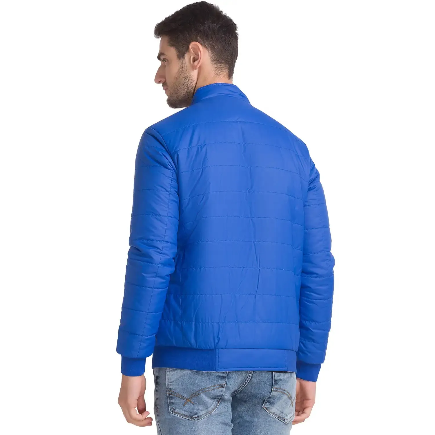 Men Blue Solid Polyester Full Sleeve Outer Wear