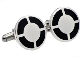 Mens Black Plated Stainless Steel Cuff Links