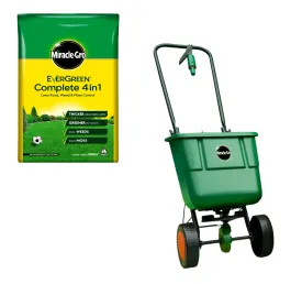 Miracle-Gro Complete 4 in 1 Lawn Food 500 m2 17.5 kg and Rotary Spreader Bundle