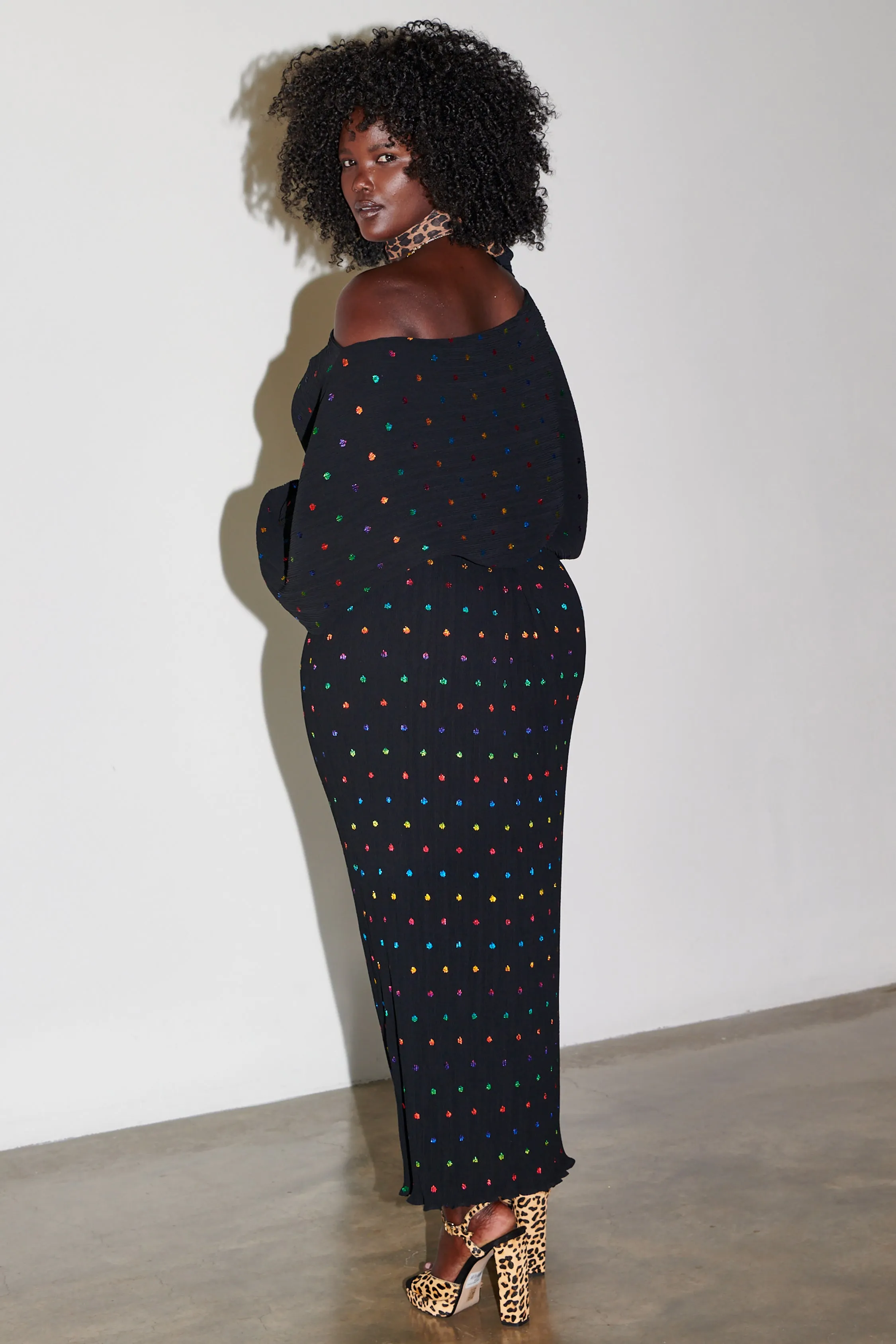 Multi Spot Long Sleeve Tilly Dress
