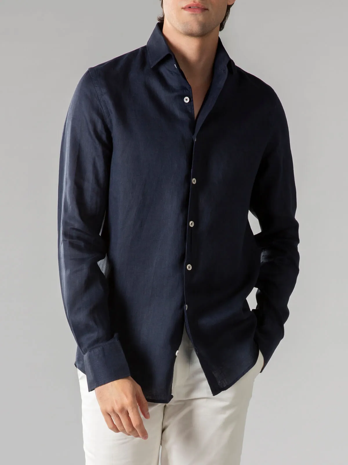 Navy Linen Seaside Shirt
