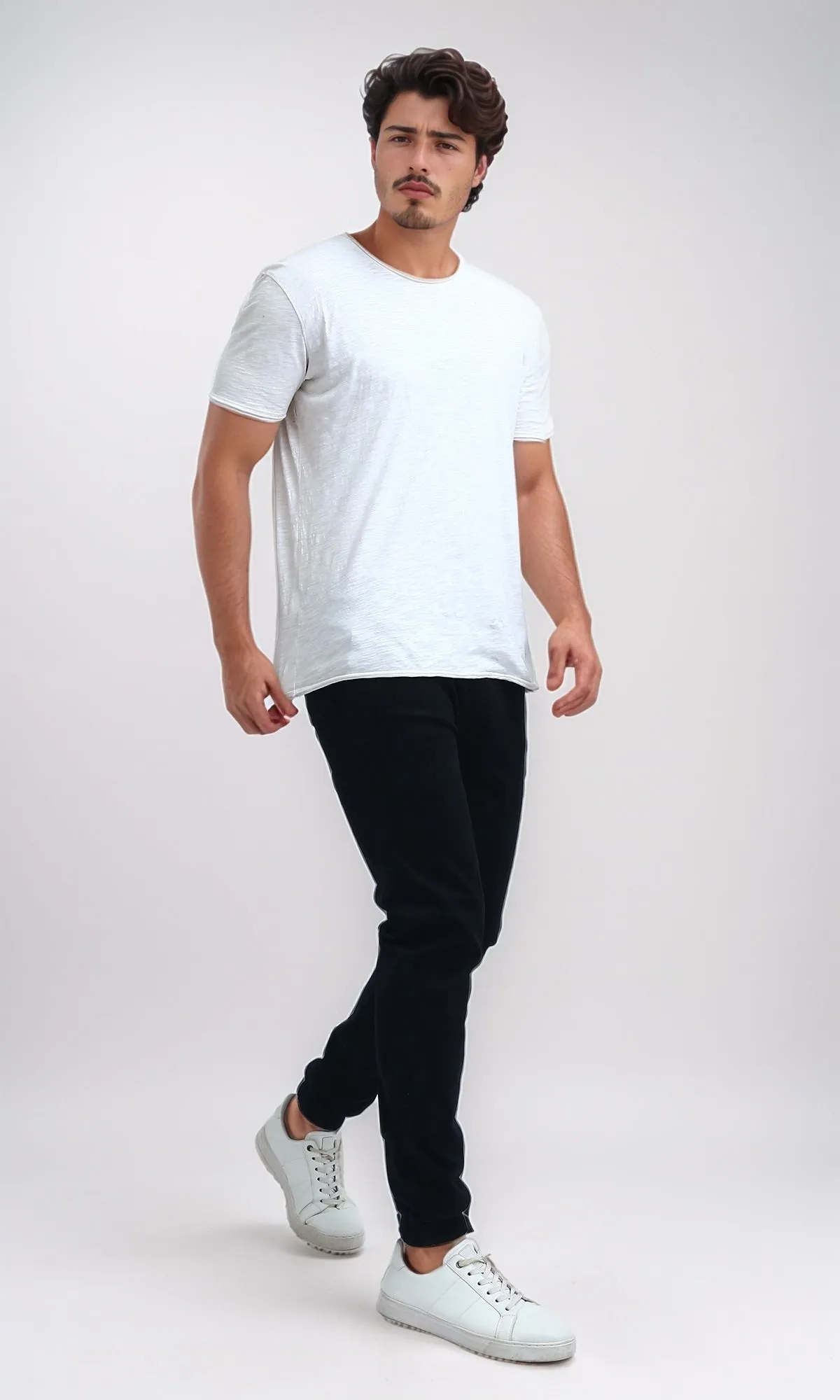 O201039 - Elastic Waist Cargo Pants with Drawstring - Black