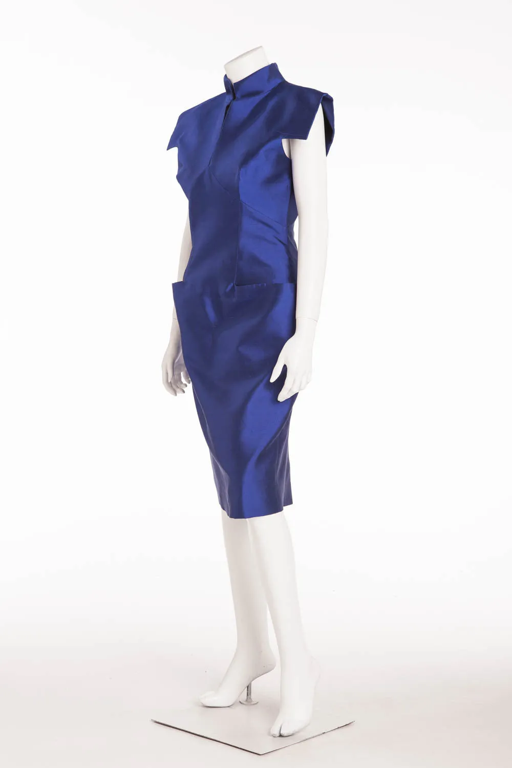 Original Alexander McQueen - NWT Cobalt Royal Blue Short Sleeve Dress with Pockets - IT 42