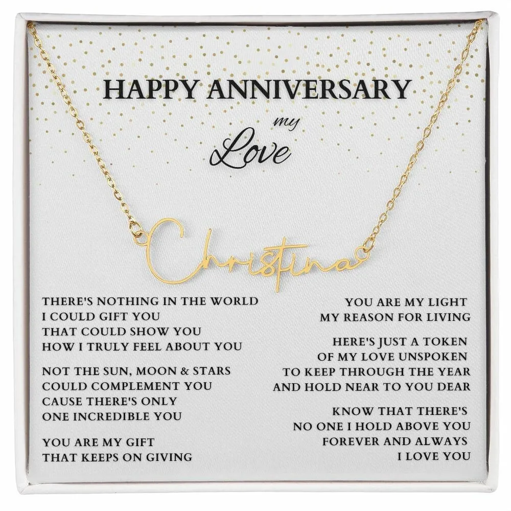 Personalized Name Necklace for Anniversary, Wedding Anniversary Name Necklace, Gold Anniversary Gift, Gold Name Necklace Anniversary Gift