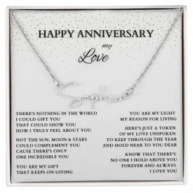 Personalized Name Necklace for Anniversary, Wedding Anniversary Name Necklace, Gold Anniversary Gift, Gold Name Necklace Anniversary Gift