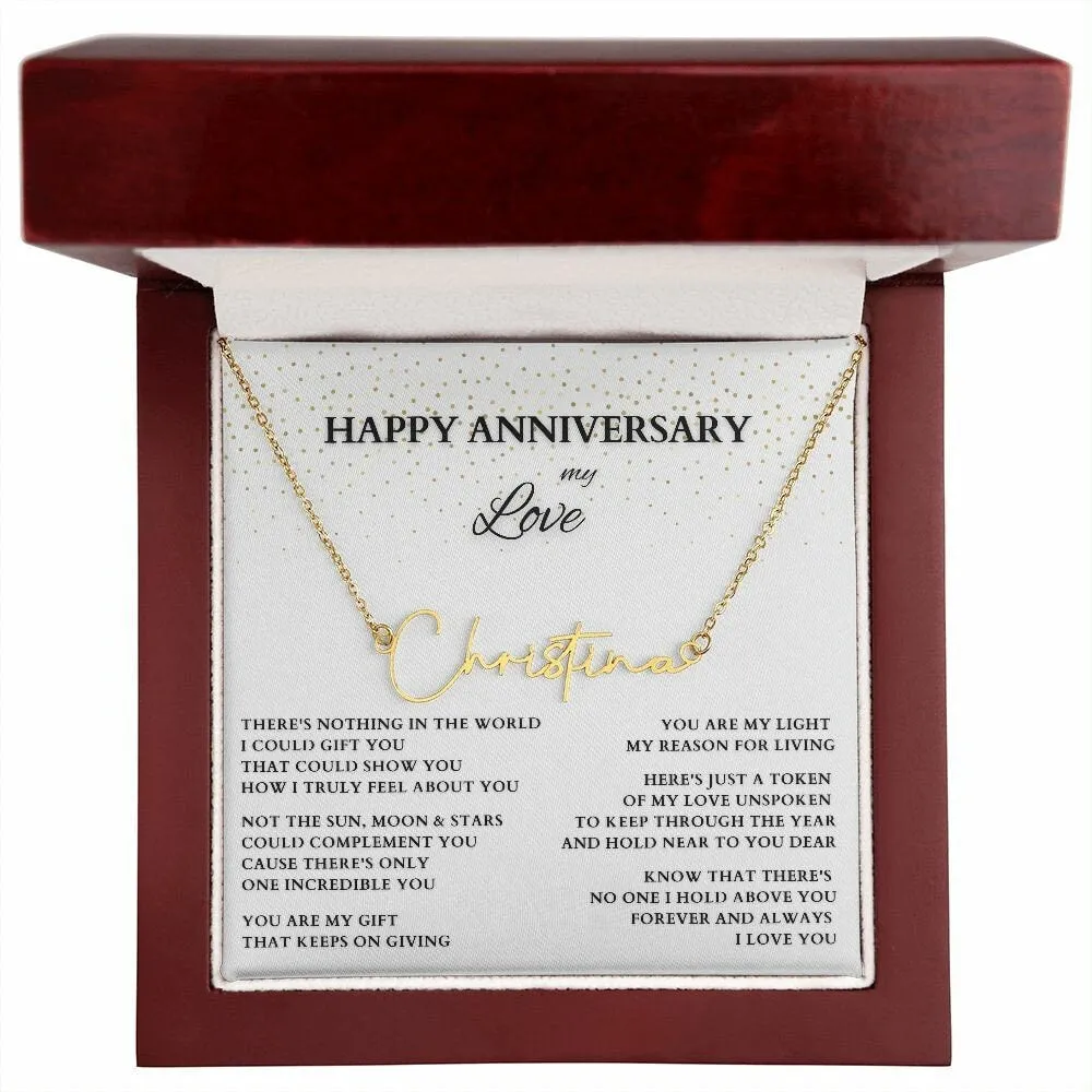Personalized Name Necklace for Anniversary, Wedding Anniversary Name Necklace, Gold Anniversary Gift, Gold Name Necklace Anniversary Gift