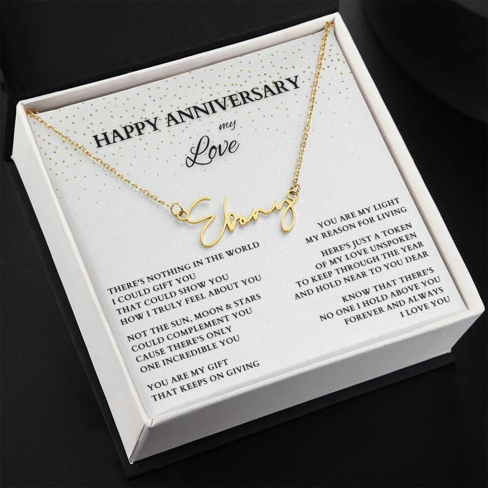 Personalized Name Necklace for Anniversary, Wedding Anniversary Name Necklace, Gold Anniversary Gift, Gold Name Necklace Anniversary Gift