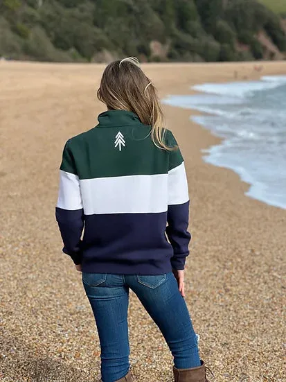 P.O.S.H Country Yorkshire Quarter Zip Green, White & Navy