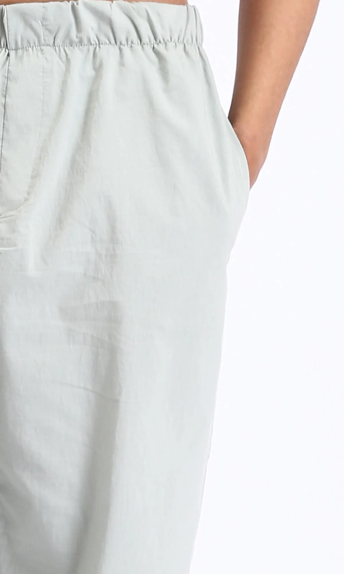 R208149-Elastic Waist Slip On Casual Pants - Mint Green