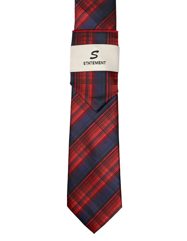 RED PLAID 2 PC TIE & HANKIE SET