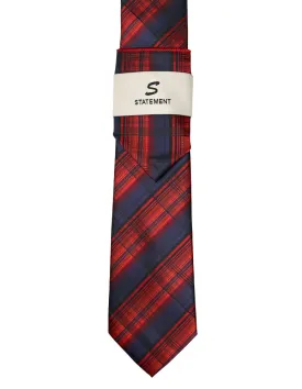 RED PLAID 2 PC TIE & HANKIE SET
