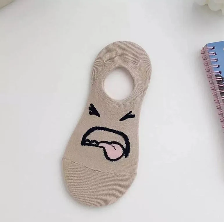 ROYALUCK 5 Pairs Funny Expression Cartoon Shallow Mouth Boat Socks Thin Invisible Sock