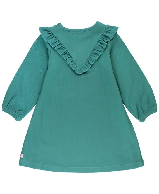 Ruffle Butts -Rib Knite Dress-Teal