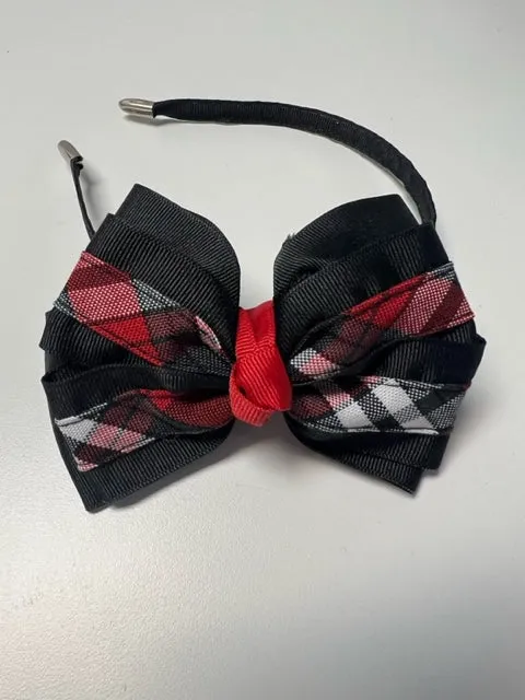 Sacred Heart Layered Plaid Bow