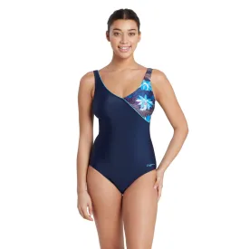 Swimming Costume Zoggs Front Crossover V Back Women - Lotus