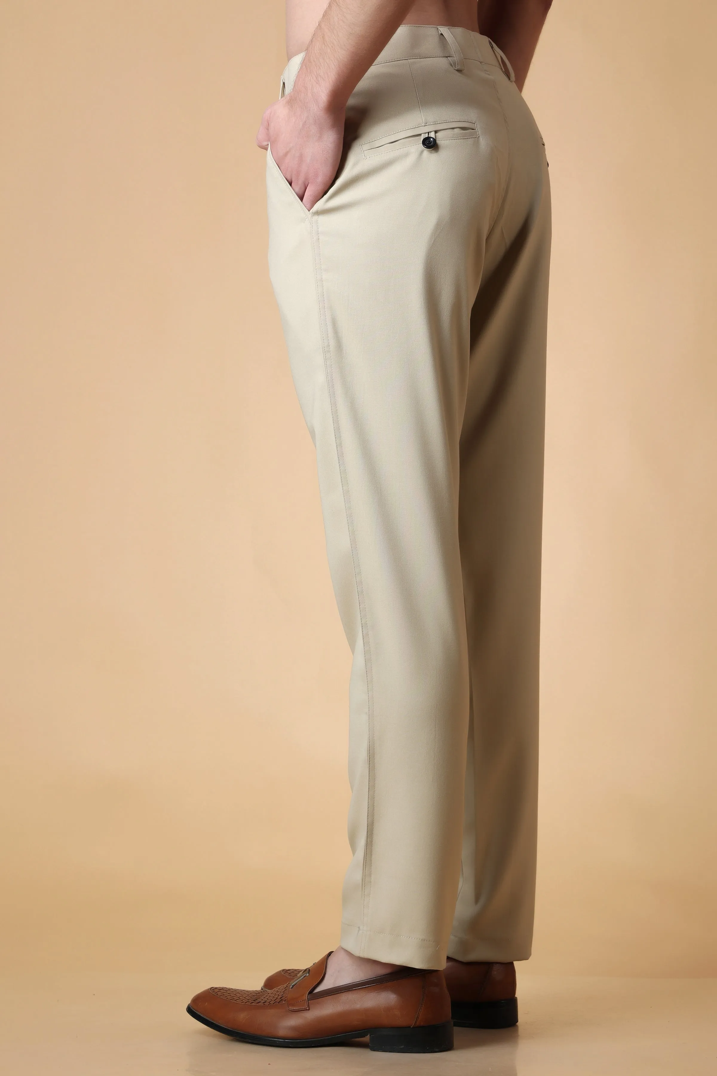Vanilla Beige Formal Trousers