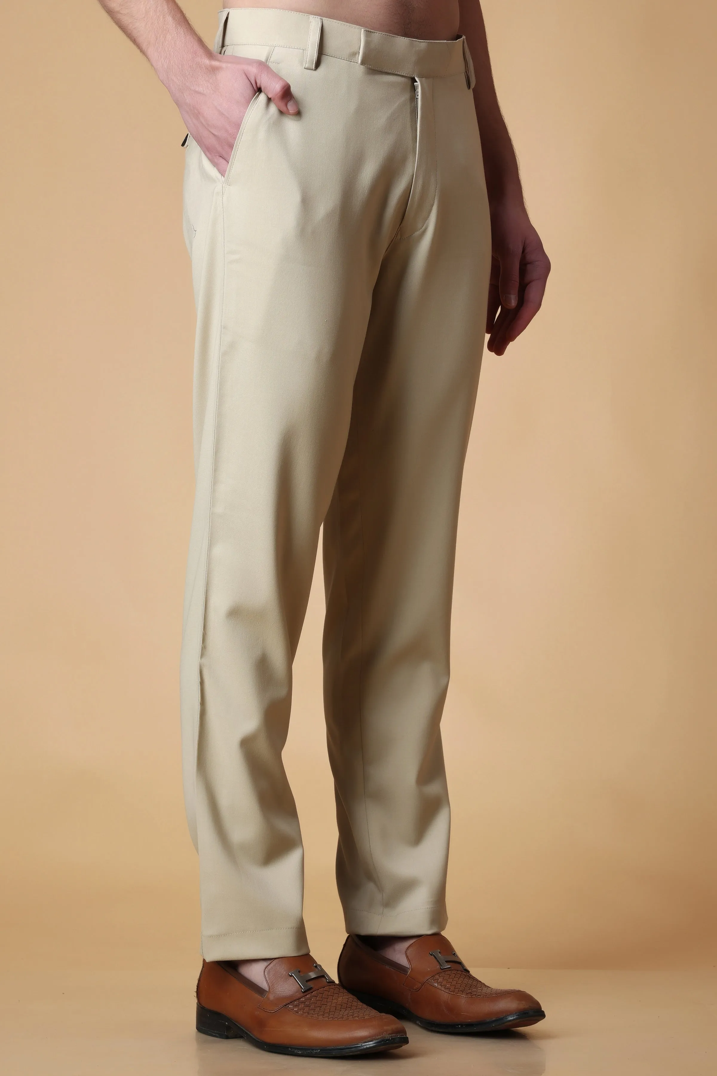 Vanilla Beige Formal Trousers