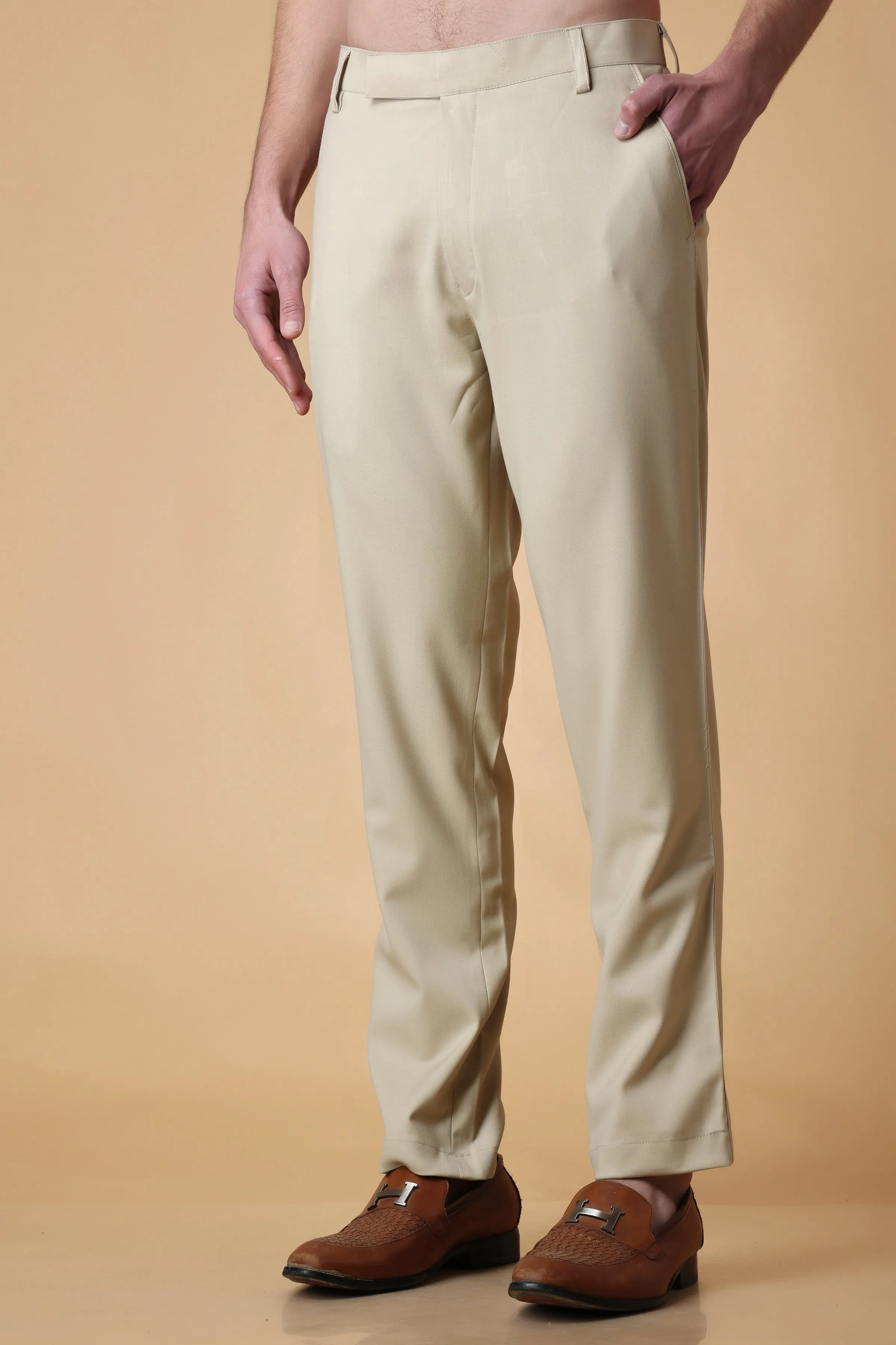 Vanilla Beige Formal Trousers