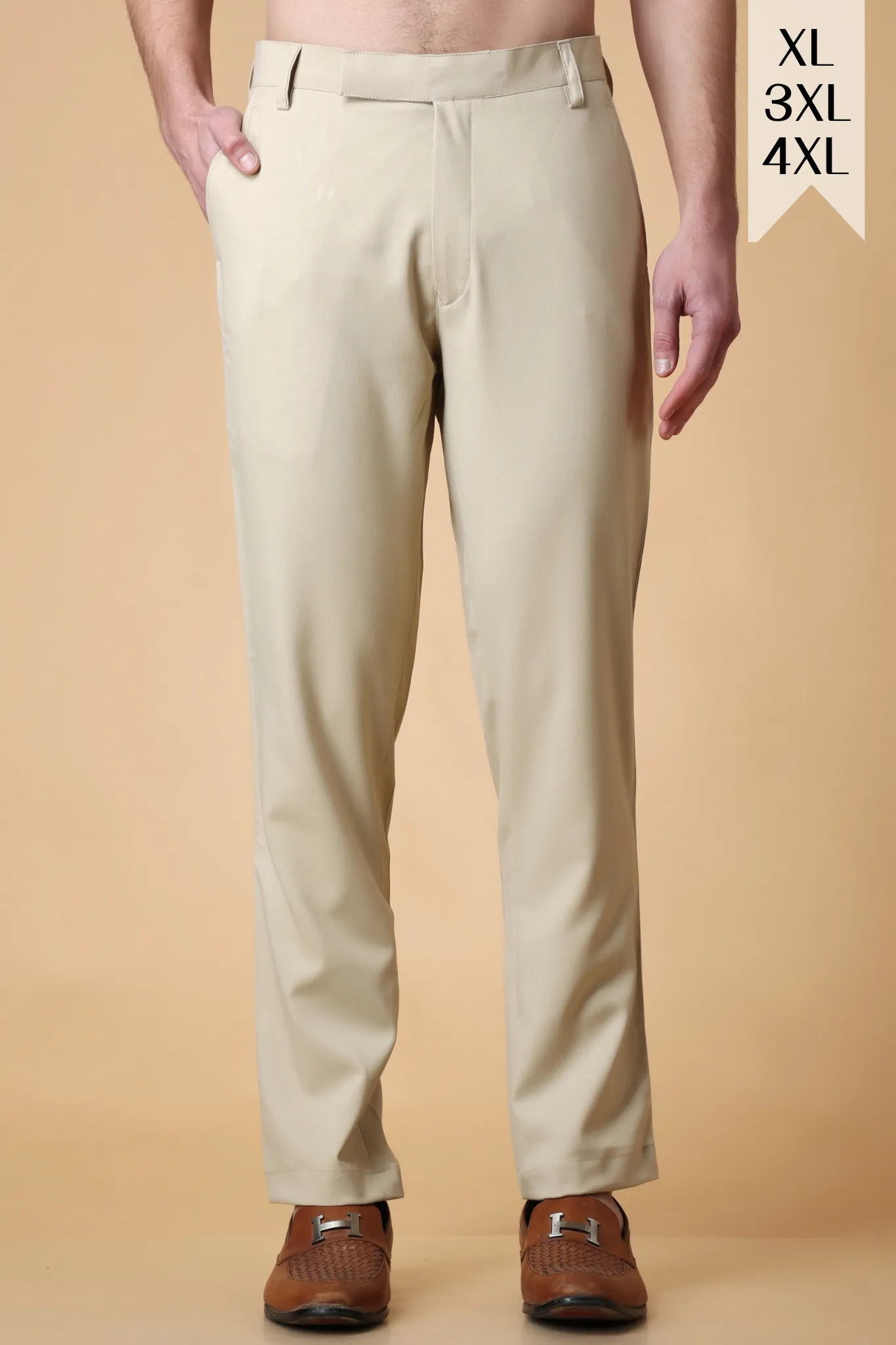 Vanilla Beige Formal Trousers