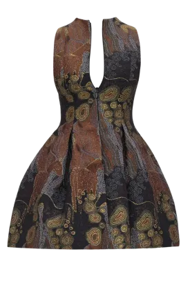 Venti Jacquard Dress | Kava