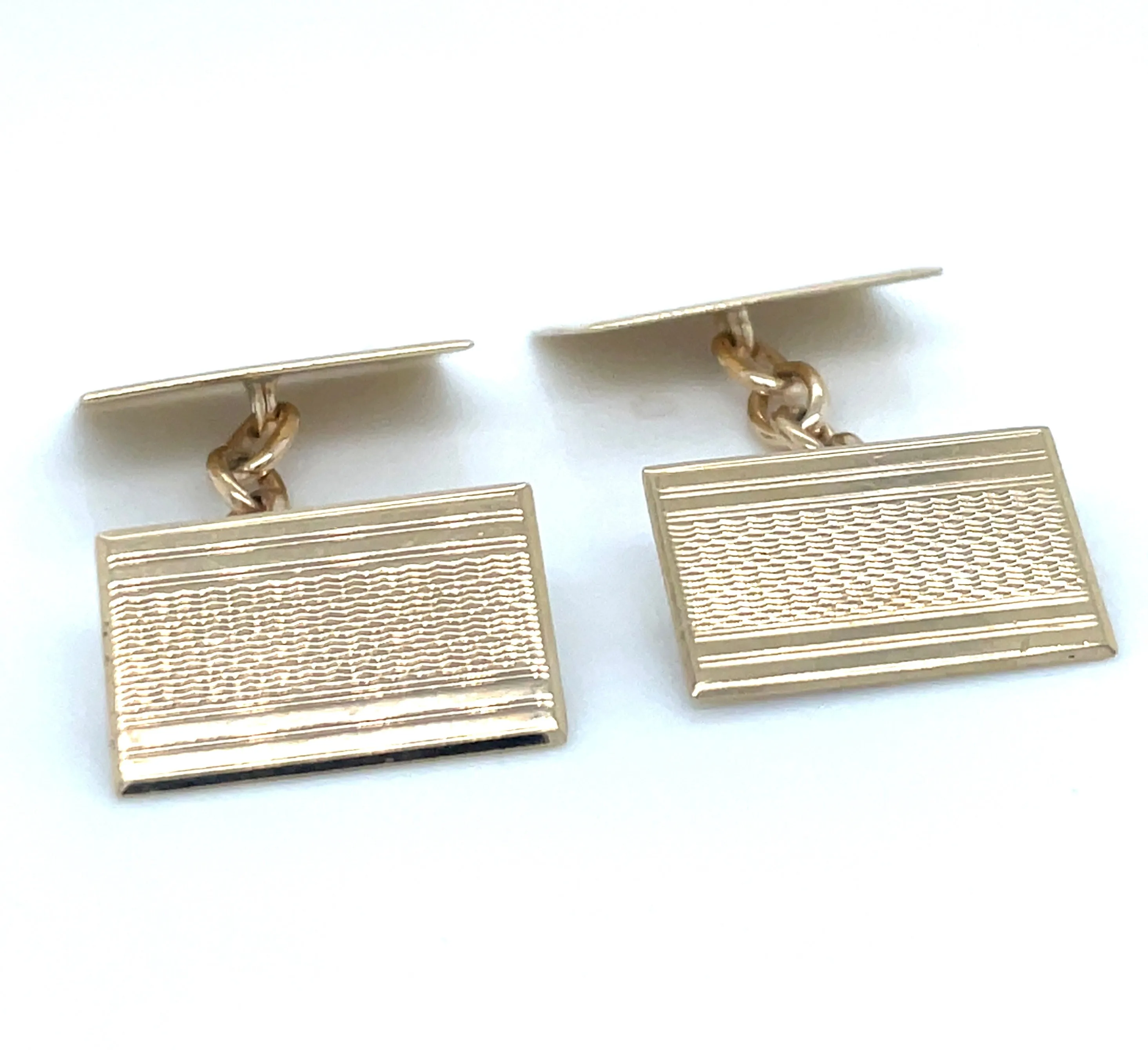 Vintage 9ct Yellow Gold Plain And Detailed Cufflinks