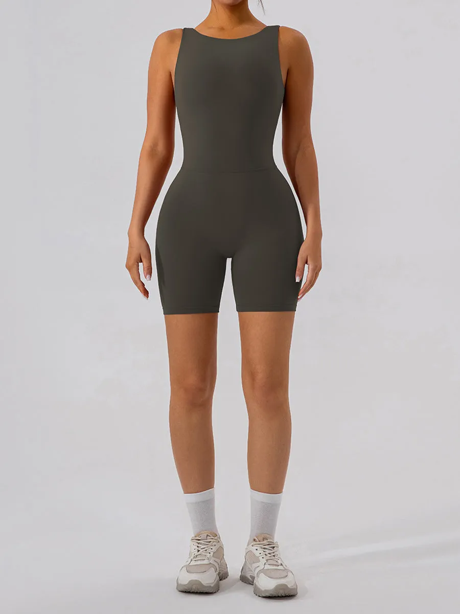 Women Unitards Backless Skin-Friendly Sleeveless Short Romper