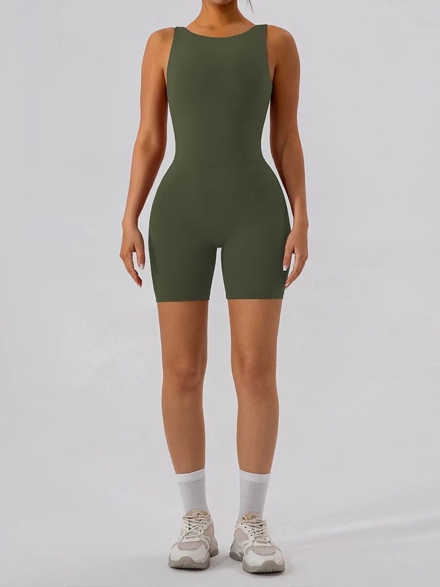 Women Unitards Backless Skin-Friendly Sleeveless Short Romper