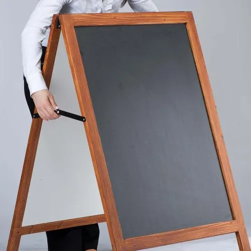 Wooden A-Board 24 x 32 Black Markerboard A-Frame Sidewalk Sign, Foldable 2-Sided Message Board